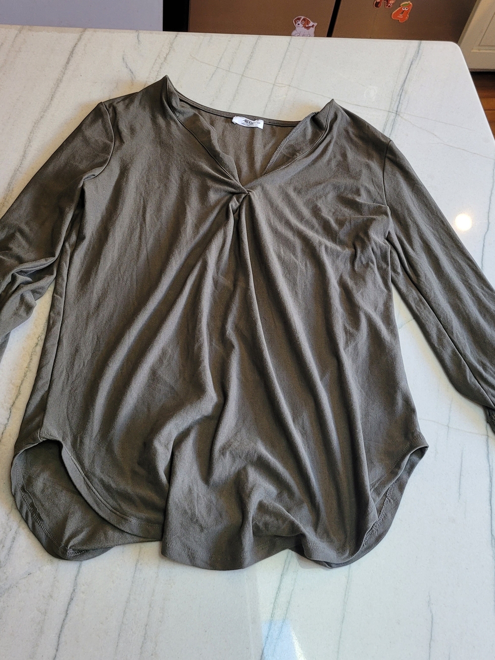 Ardene Olive Green Twist-Front Long Sleeve Tee